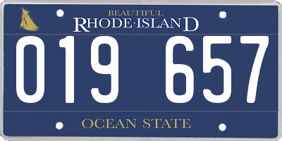 RI license plate 019657