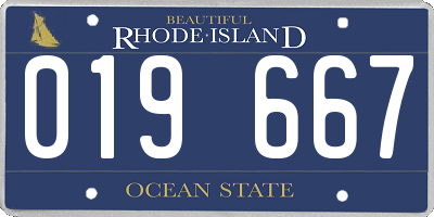 RI license plate 019667