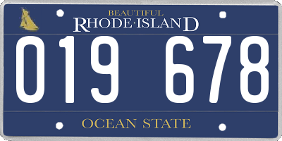 RI license plate 019678