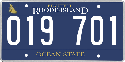 RI license plate 019701