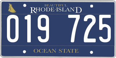 RI license plate 019725