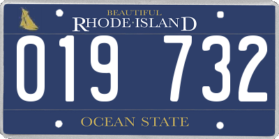 RI license plate 019732