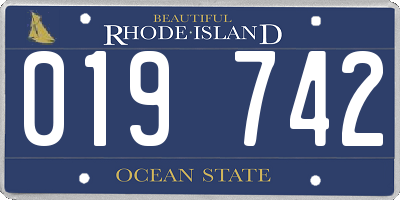 RI license plate 019742