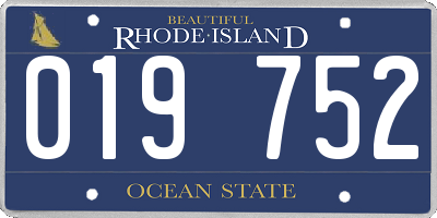 RI license plate 019752