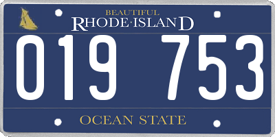 RI license plate 019753
