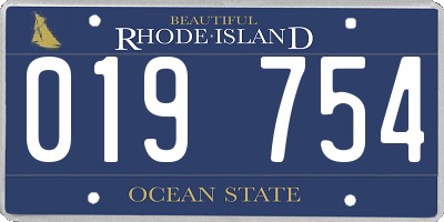 RI license plate 019754