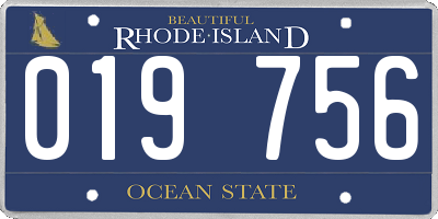 RI license plate 019756