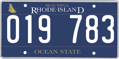 RI license plate 019783