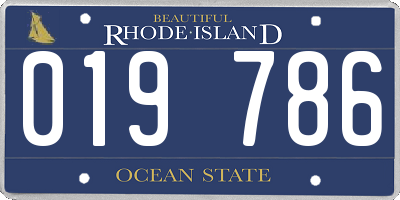 RI license plate 019786