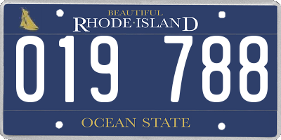 RI license plate 019788