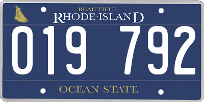 RI license plate 019792