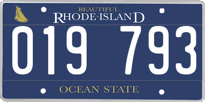 RI license plate 019793