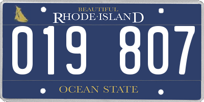 RI license plate 019807