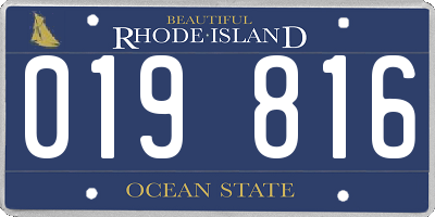 RI license plate 019816