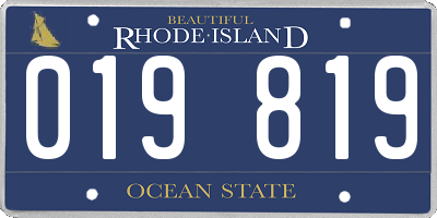 RI license plate 019819