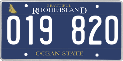 RI license plate 019820