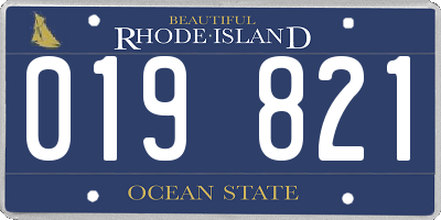 RI license plate 019821