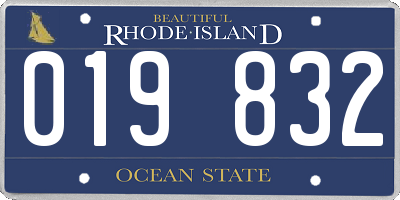 RI license plate 019832