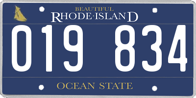 RI license plate 019834