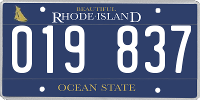 RI license plate 019837