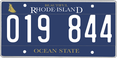 RI license plate 019844