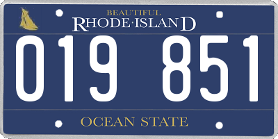 RI license plate 019851