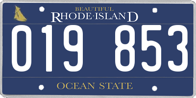 RI license plate 019853