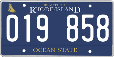 RI license plate 019858