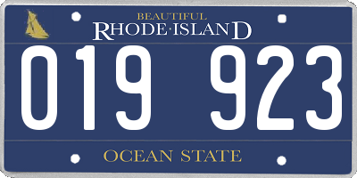 RI license plate 019923