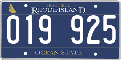 RI license plate 019925