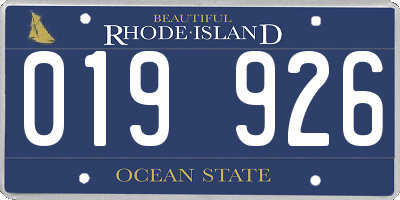 RI license plate 019926