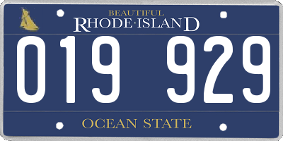 RI license plate 019929