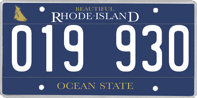 RI license plate 019930