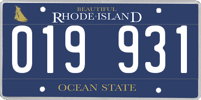 RI license plate 019931