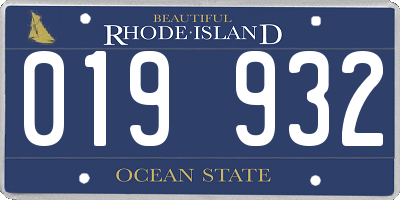 RI license plate 019932