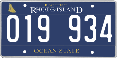 RI license plate 019934