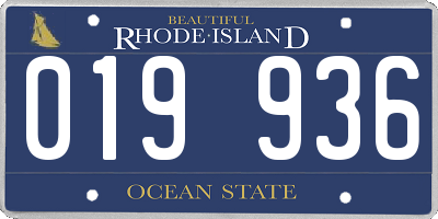 RI license plate 019936