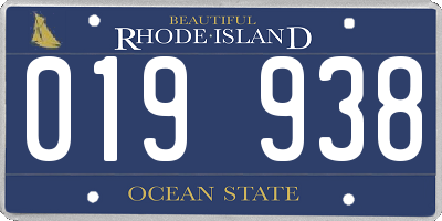 RI license plate 019938