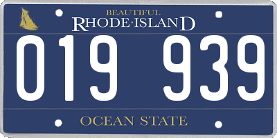 RI license plate 019939