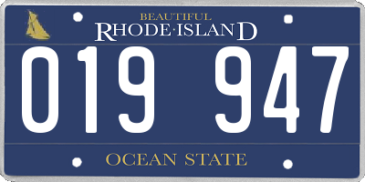 RI license plate 019947