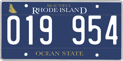 RI license plate 019954