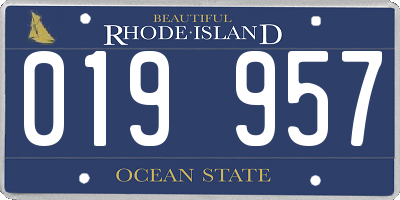 RI license plate 019957