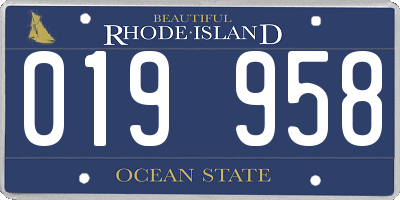 RI license plate 019958