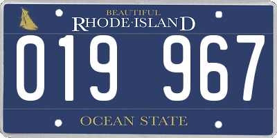 RI license plate 019967