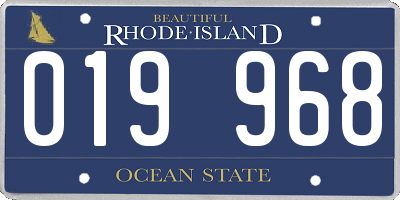 RI license plate 019968