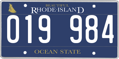 RI license plate 019984