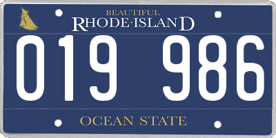 RI license plate 019986