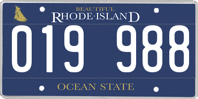 RI license plate 019988