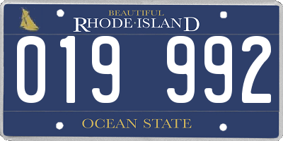 RI license plate 019992