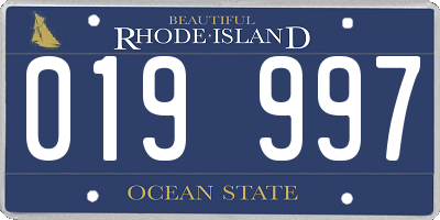 RI license plate 019997